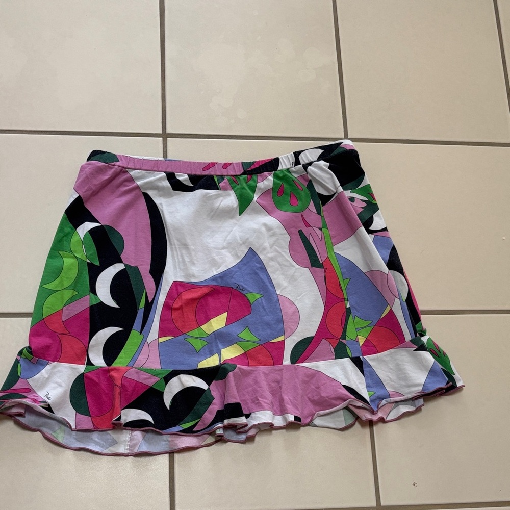 Emilio Pucci Pink and Green Abstract Mini Skirt